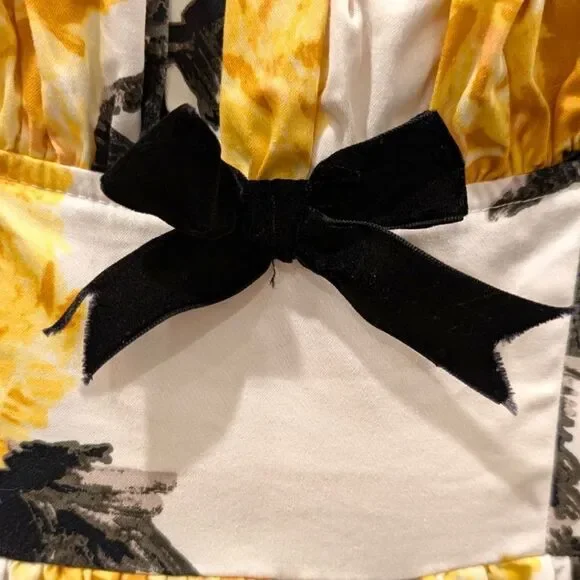 Pinup Couture U.S.A. Retro Floral Print Women's XS A-Line Dress Yellow & Black - Picture 5 of 8